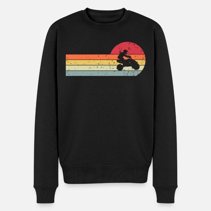 Quad ATV Offroad Quadfahrer Vintage Retro - Männer Premium Bio Pullover - Schwarz