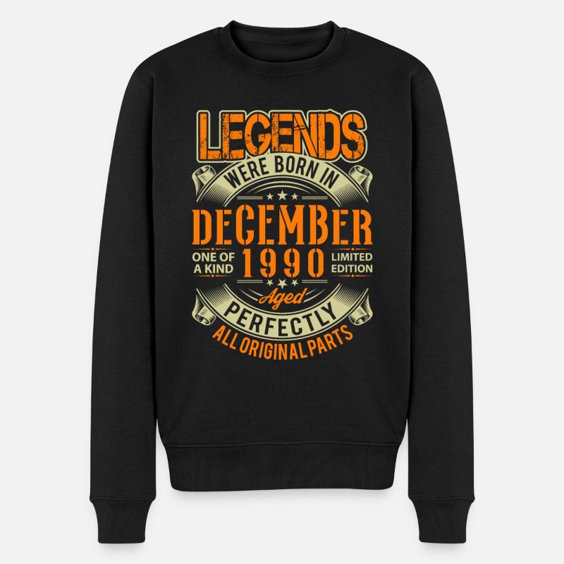 1990 Décembre Birthday Legend - Pull Premium bio Homme - noir