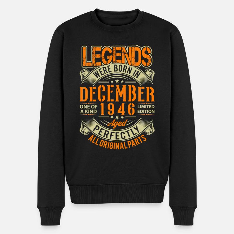 1946 Décembre Birthday Legend - Pull Premium bio Homme - noir