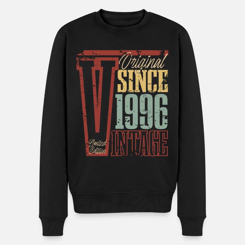 1996 Geburtstag Geburtsjahr Baujahr Vintage Retro - Männer Premium Bio Pullover - Schwarz