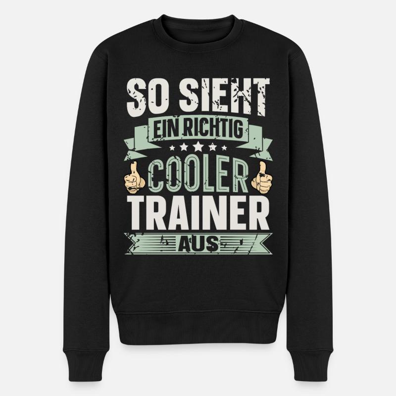 Trainer - Männer Premium Bio Pullover - Schwarz