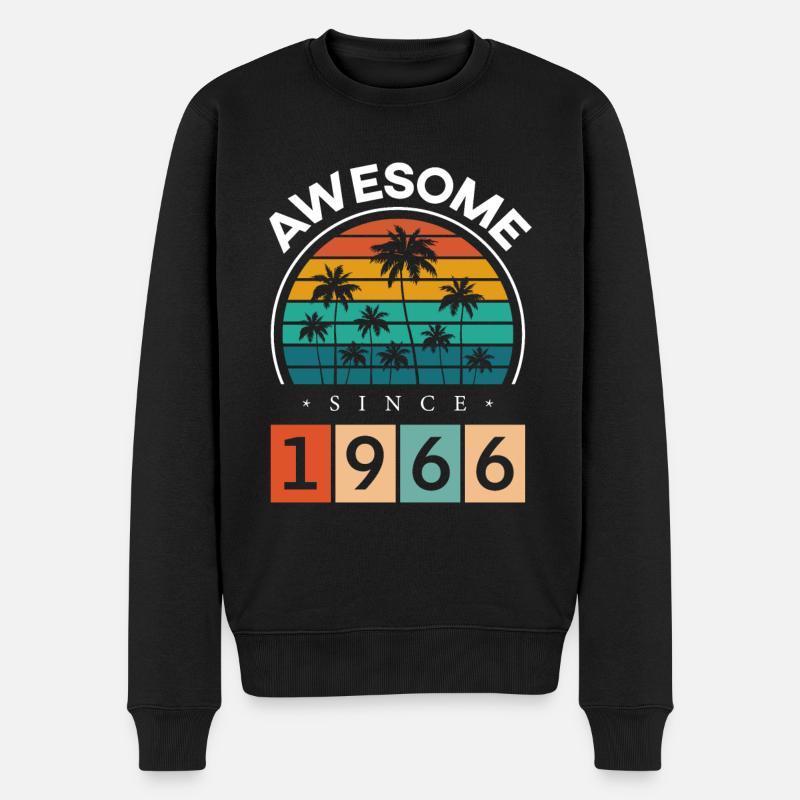1966 Geboren Geburtstag Geburtsjahr Vintage - Männer Premium Bio Pullover - Schwarz