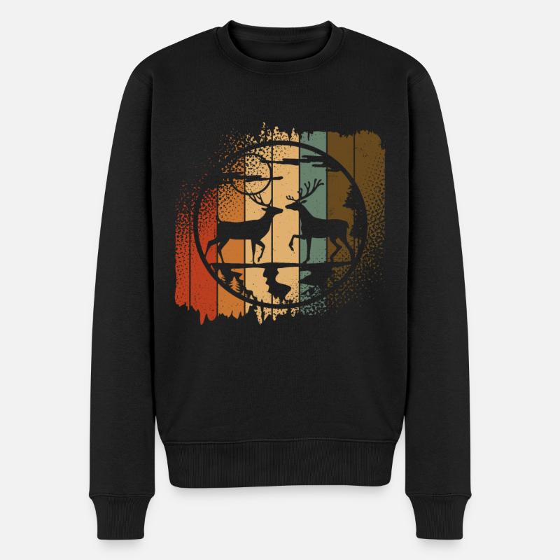 Reh - Männer Premium Bio Pullover - Schwarz