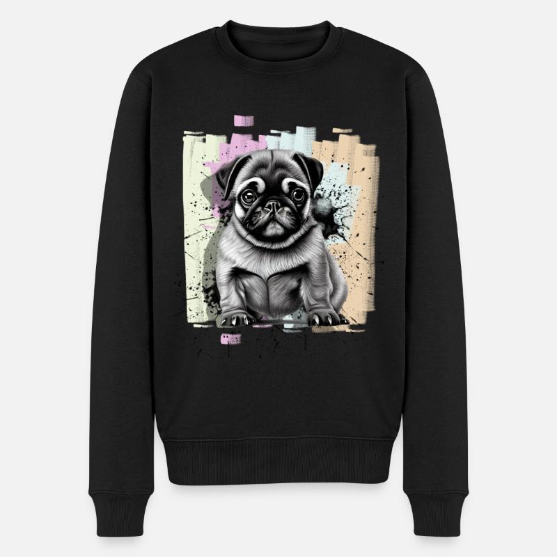 Mops - Männer Premium Bio Pullover - Schwarz