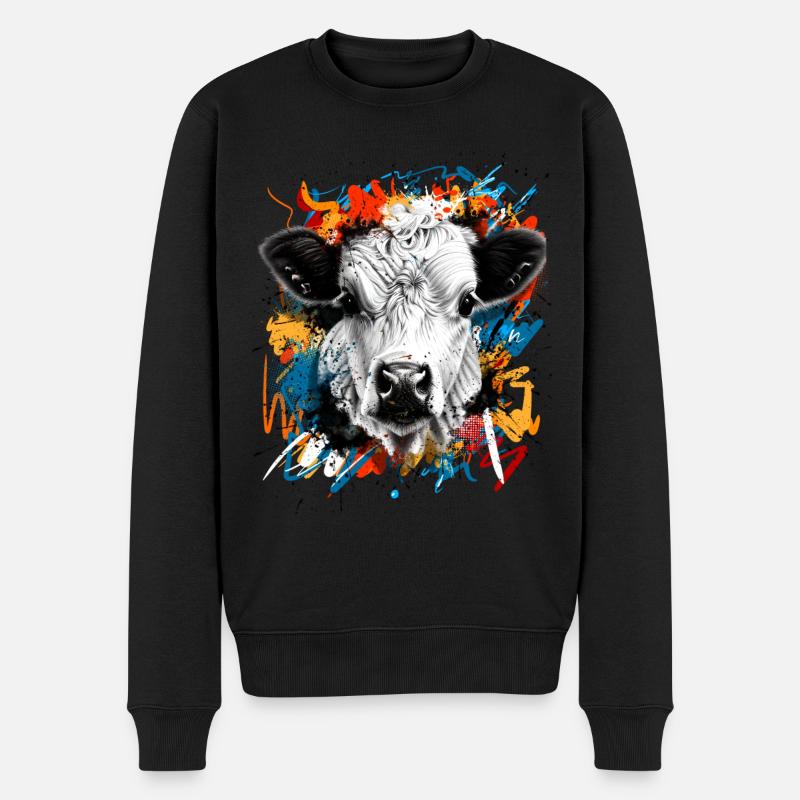 Kuh - Männer Premium Bio Pullover - Schwarz