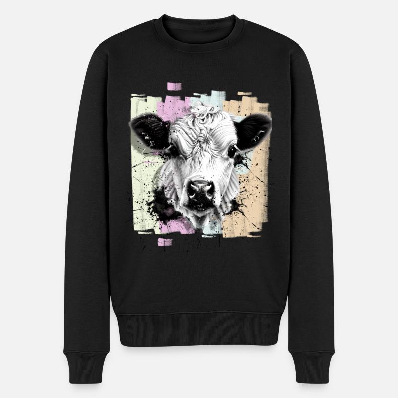 Kuh - Männer Premium Bio Pullover - Schwarz
