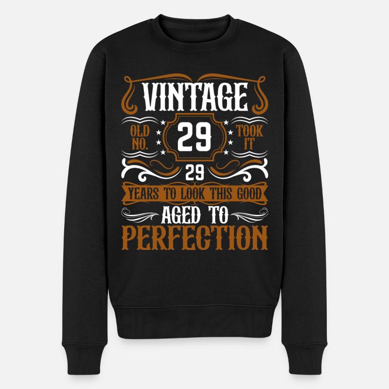 29. Geburtstag Vintage Retro - Männer Premium Bio Pullover - Schwarz