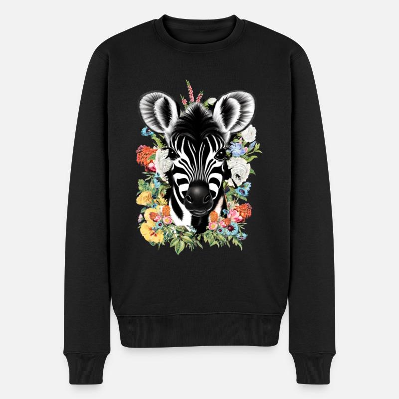 Zebra Blumen - Männer Premium Bio Pullover - Schwarz