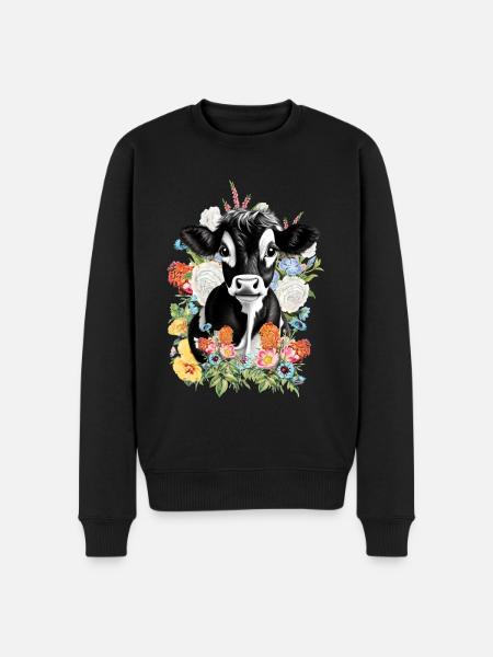 Cow Flowers - Men's Premium Organic Jumper - black