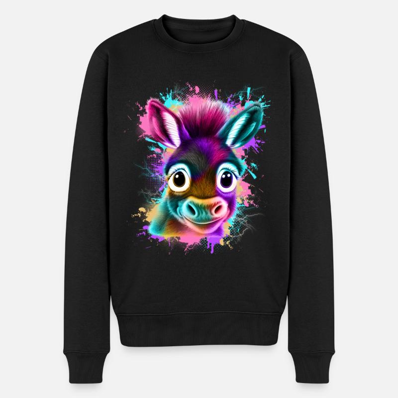 Esel Bunt - Männer Premium Bio Pullover - Schwarz