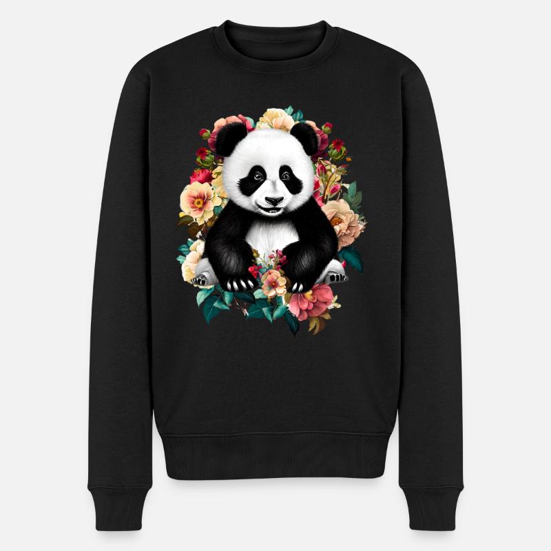 Fleurs de panda - Pull Premium bio Homme - noir