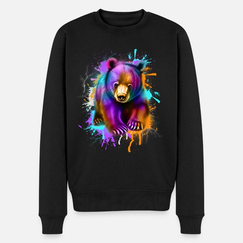 Kleiner Bär Bunt - Männer Premium Bio Pullover - Schwarz