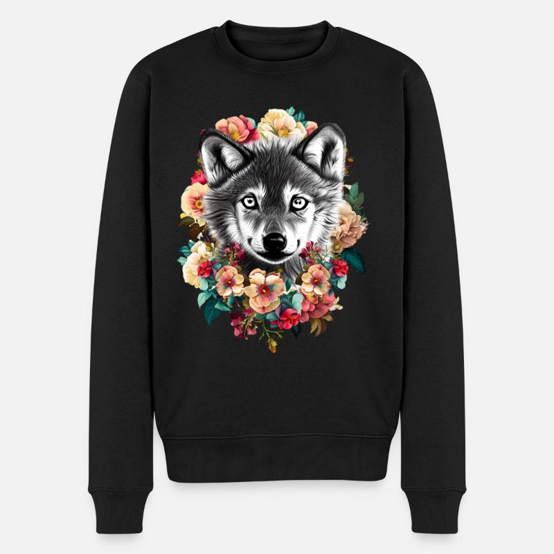 Fleurs de loup - Pull Premium bio Homme - noir