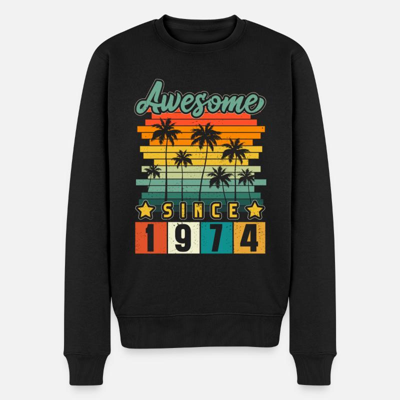 1974 Geboren Geburtstag Geburtsjahr Vintage - Männer Premium Bio Pullover - Schwarz