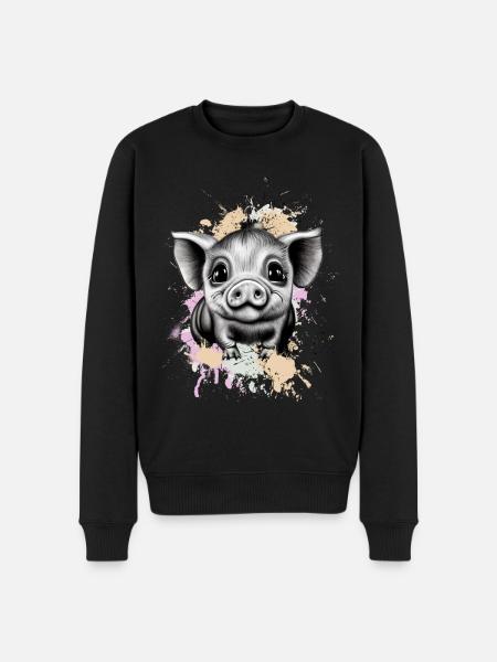 Schwein - Männer Premium Bio Pullover - Schwarz