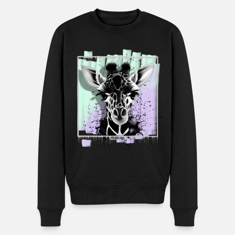 Giraffe - Männer Premium Bio Pullover - Schwarz
