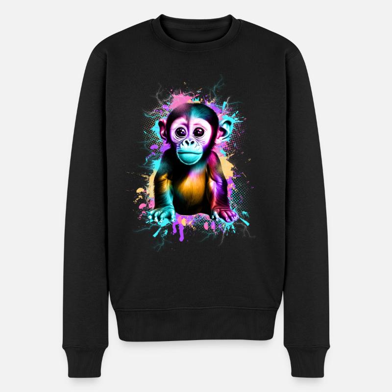 Affe - Männer Premium Bio Pullover - Schwarz
