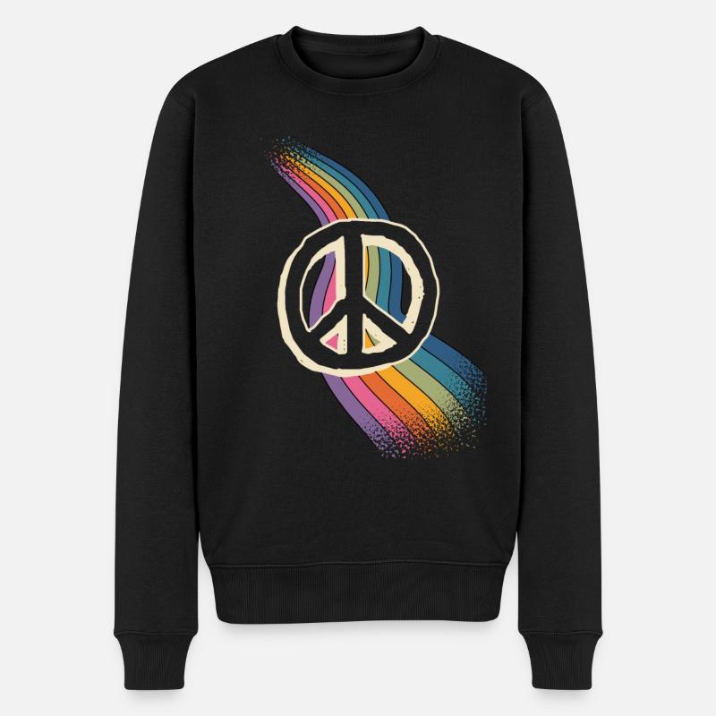 Peace Love - Männer Premium Bio Pullover - Schwarz
