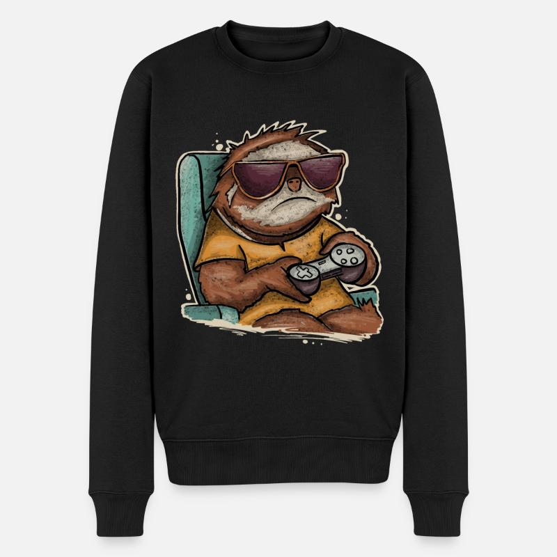 Joueur de jeu Paresseux - Pull Premium bio Homme - noir