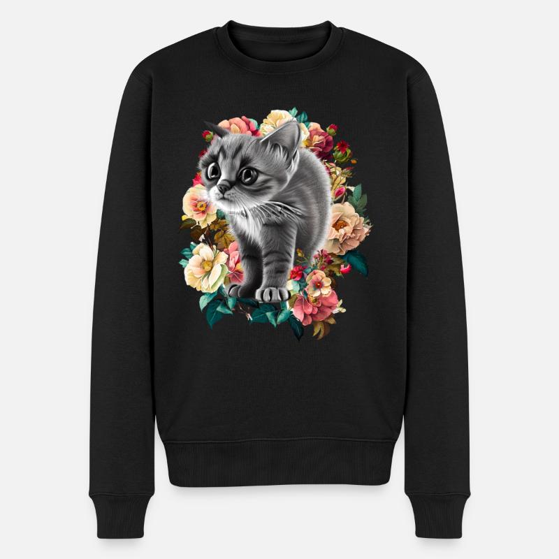Katze - Männer Premium Bio Pullover - Schwarz