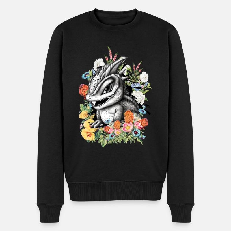 Drache - Männer Premium Bio Pullover - Schwarz