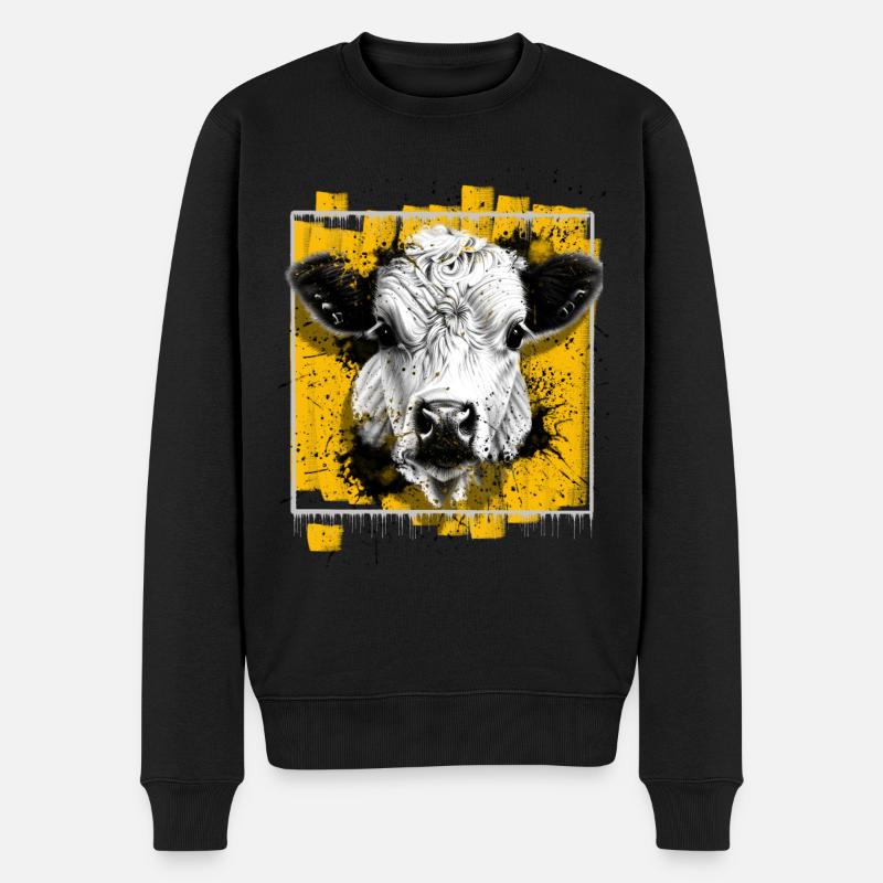 Kuh - Männer Premium Bio Pullover - Schwarz
