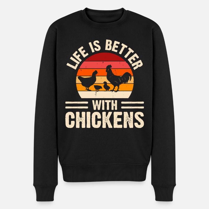 Hühner Huhn - Männer Premium Bio Pullover - Schwarz