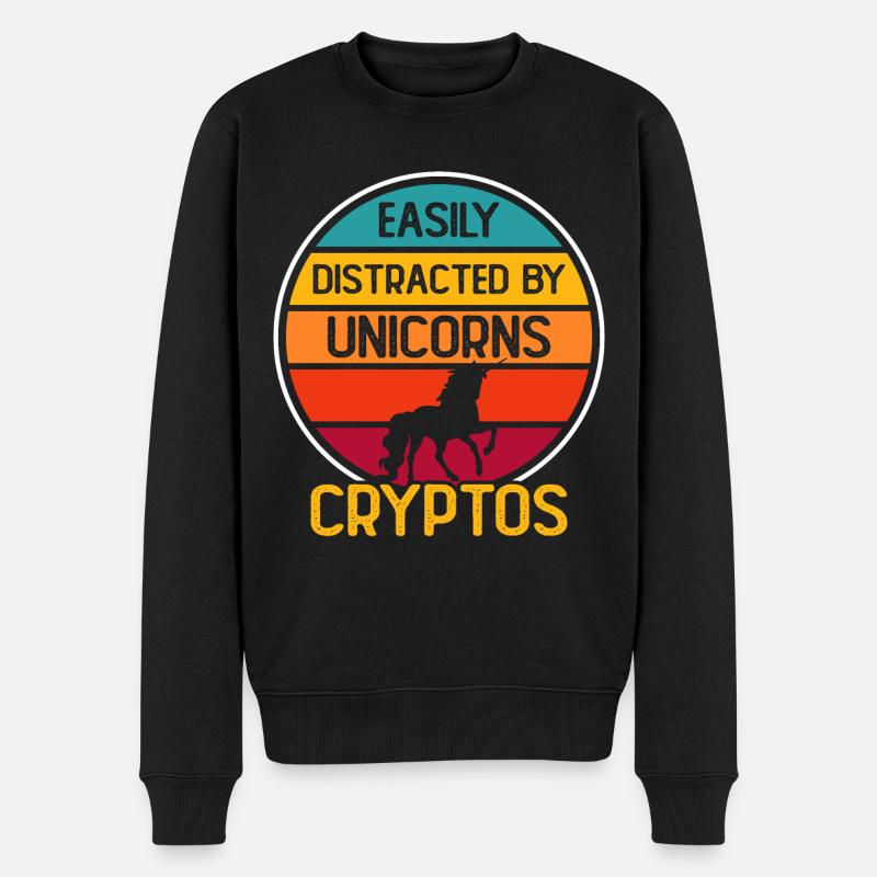 Krypto Kryptowährung Einhorn - Männer Premium Bio Pullover - Schwarz