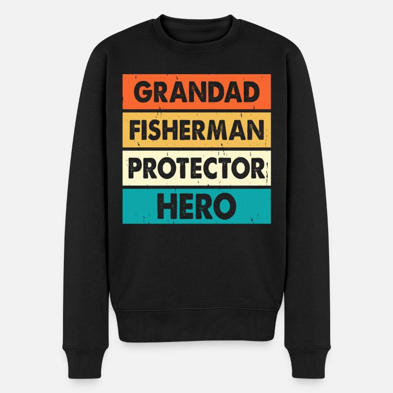 Opa Angler Beschützer Held - Männer Premium Bio Pullover - Schwarz