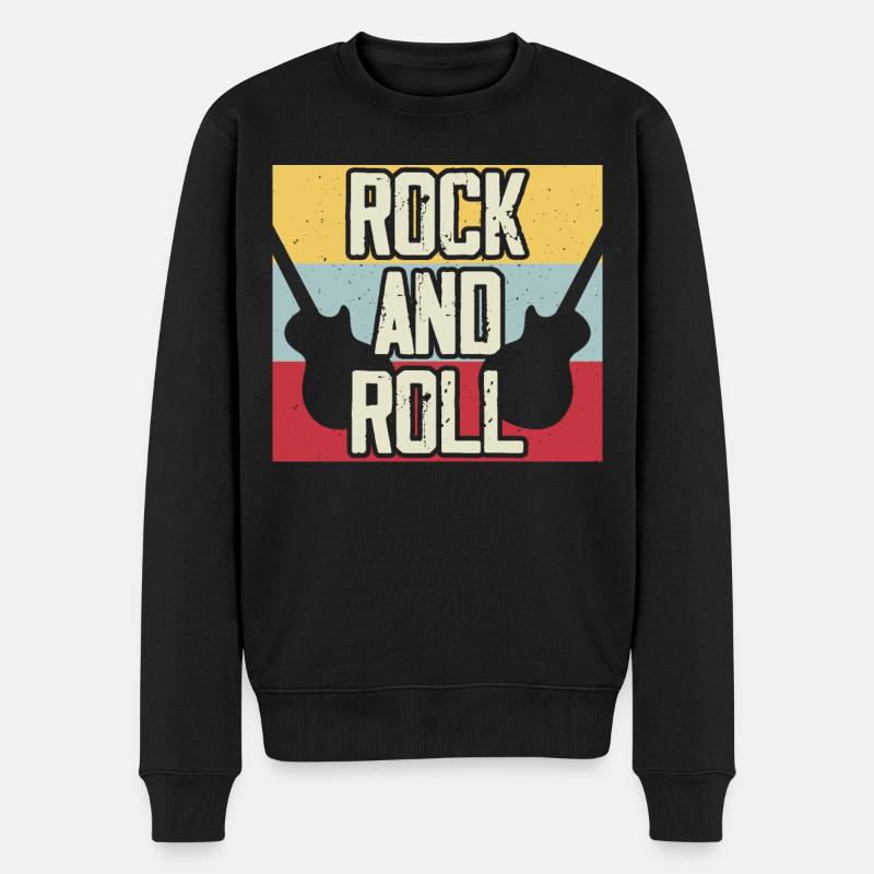 Rock And Roll - Männer Premium Bio Pullover - Schwarz