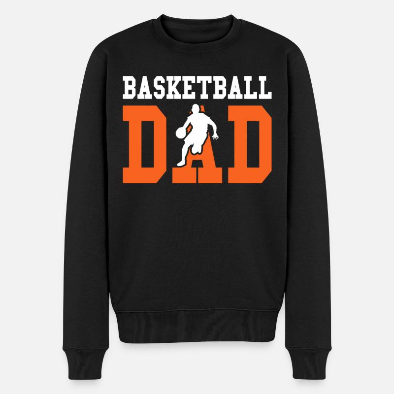 Basketball Papa Vater - Männer Premium Bio Pullover - Schwarz