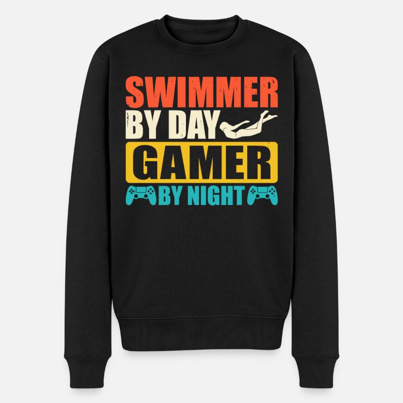 Schwimmen Schwimmer - Männer Premium Bio Pullover - Schwarz