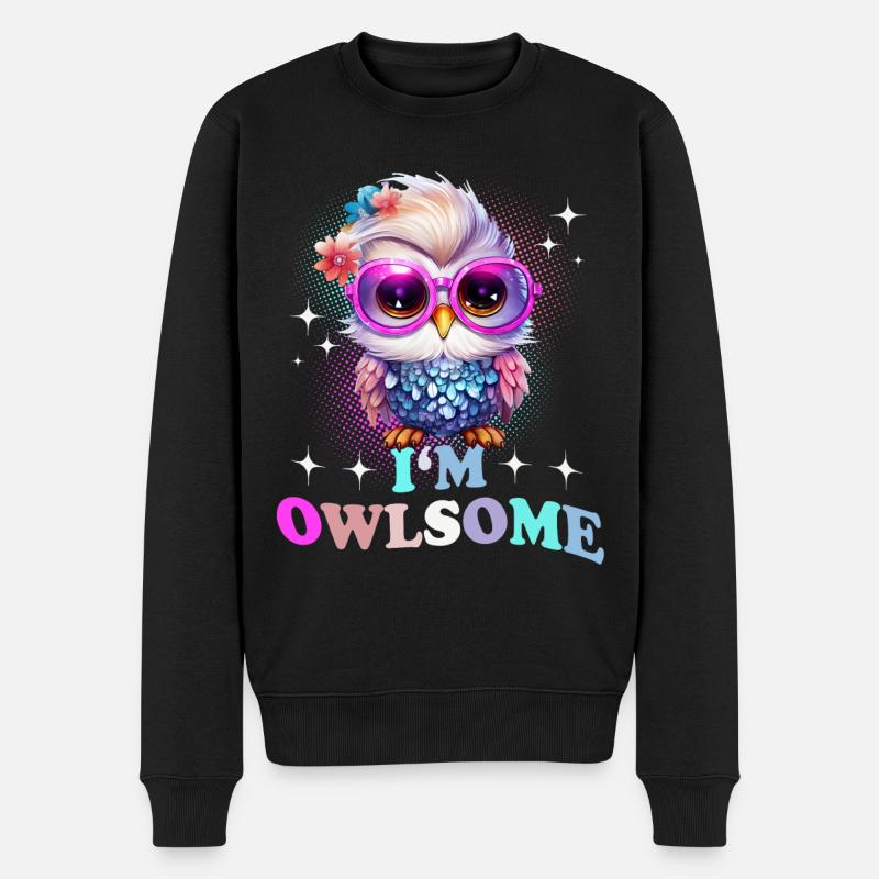 Eule Eulen I`m Owlsome - Männer Premium Bio Pullover - Schwarz