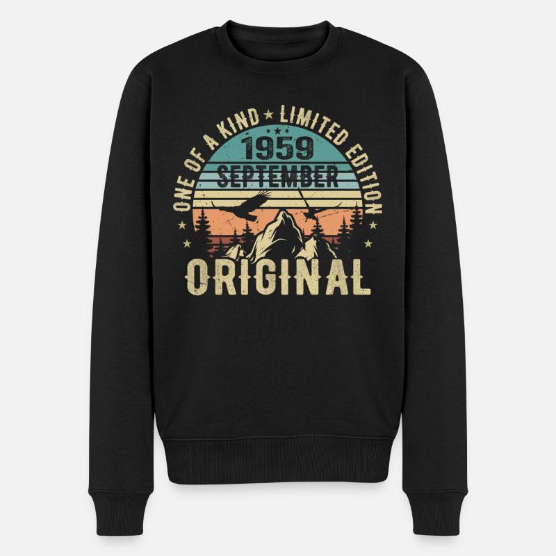 September 1959 Geburtstag - Legende Seit September - Männer Premium Bio Pullover - Schwarz