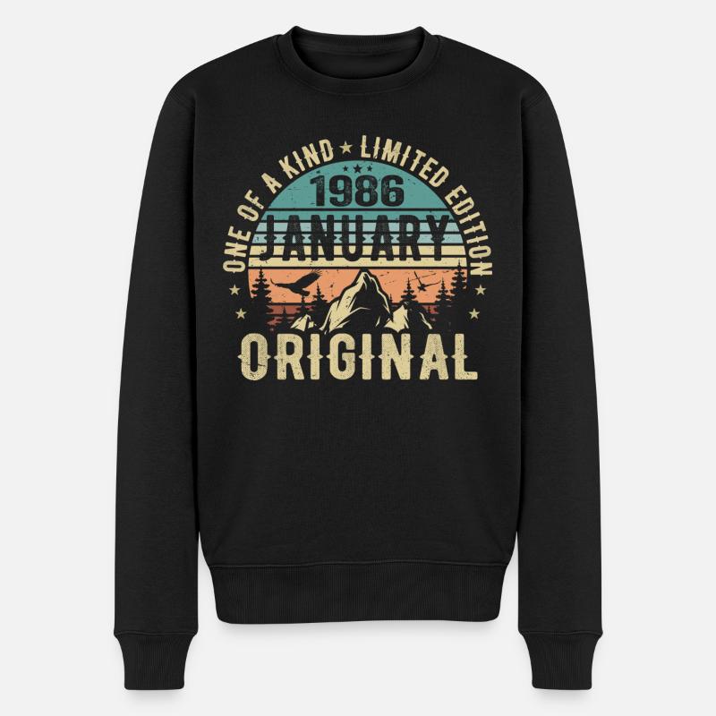 Geburtstagsgeschenk Januar 1986 - January 1986 - Männer Premium Bio Pullover - Schwarz