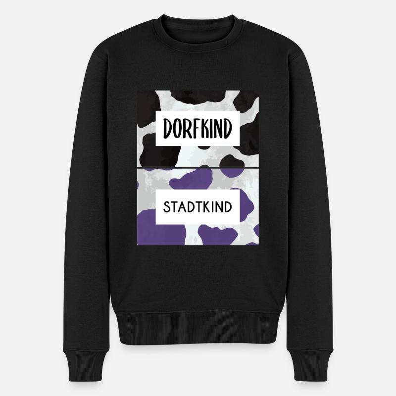 Dorfkind Stadtkind - Männer Premium Bio Pullover - Schwarz