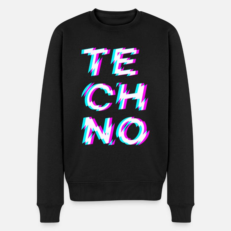 Techno Rave - Männer Premium Bio Pullover - Schwarz