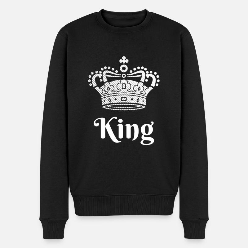 King Queen Partnerlook - Männer Premium Bio Pullover - Schwarz
