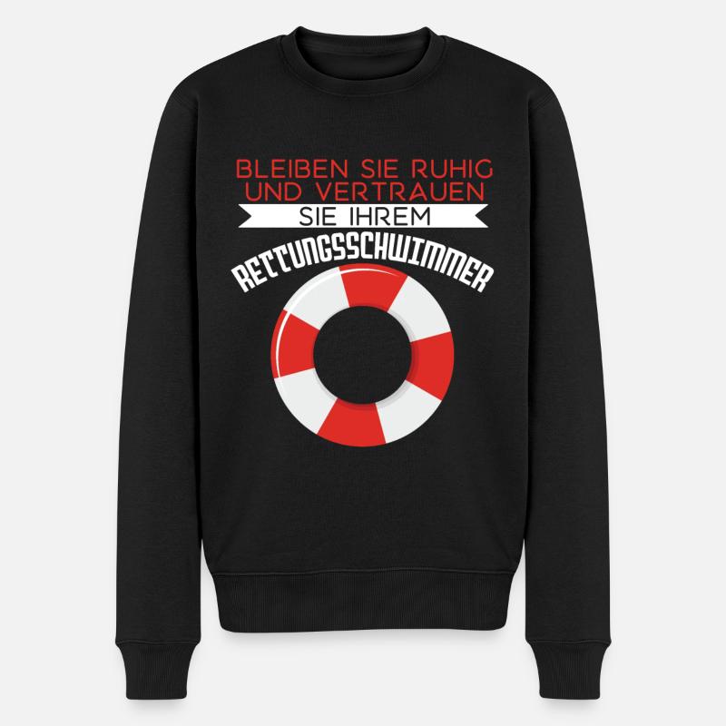 Ich Bin Rettungsschwimmer - Männer Premium Bio Pullover - Schwarz