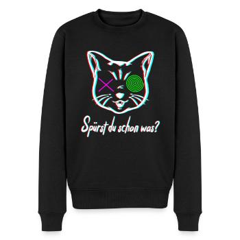 Lustige Psychedelische Katze im Urlaub auf Keta - Männer Premium Bio Pullover - Schwarz - Vorne - Nico (187cm)
