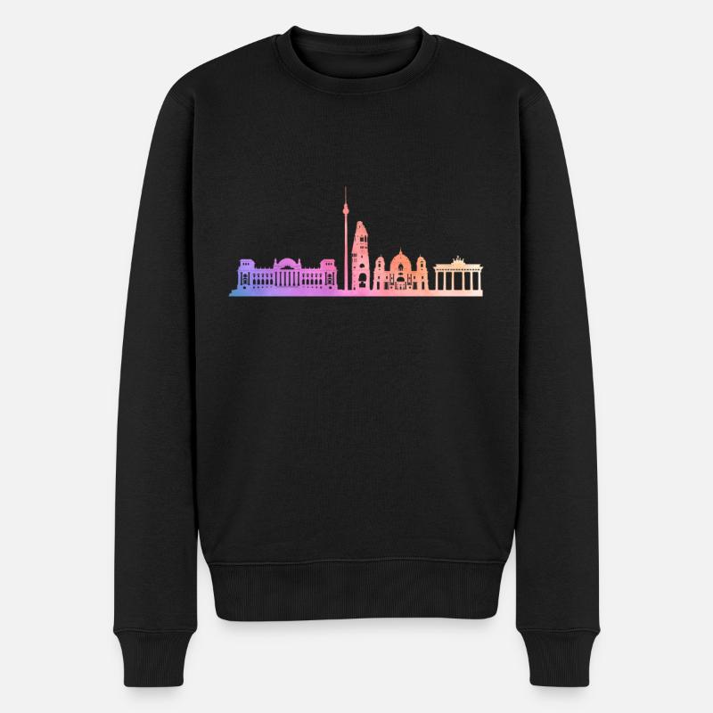 Berliner Skyline Berlin Hauptstadt - Männer Premium Bio Pullover - Schwarz