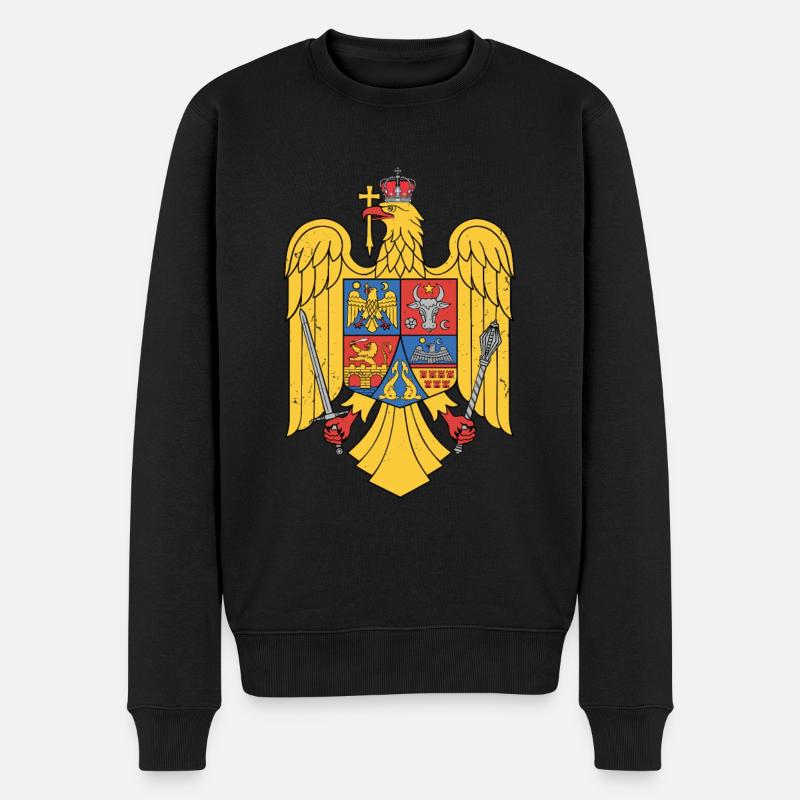 Rumänien Adler Wappen Geschenk - Männer Premium Bio Pullover - Schwarz