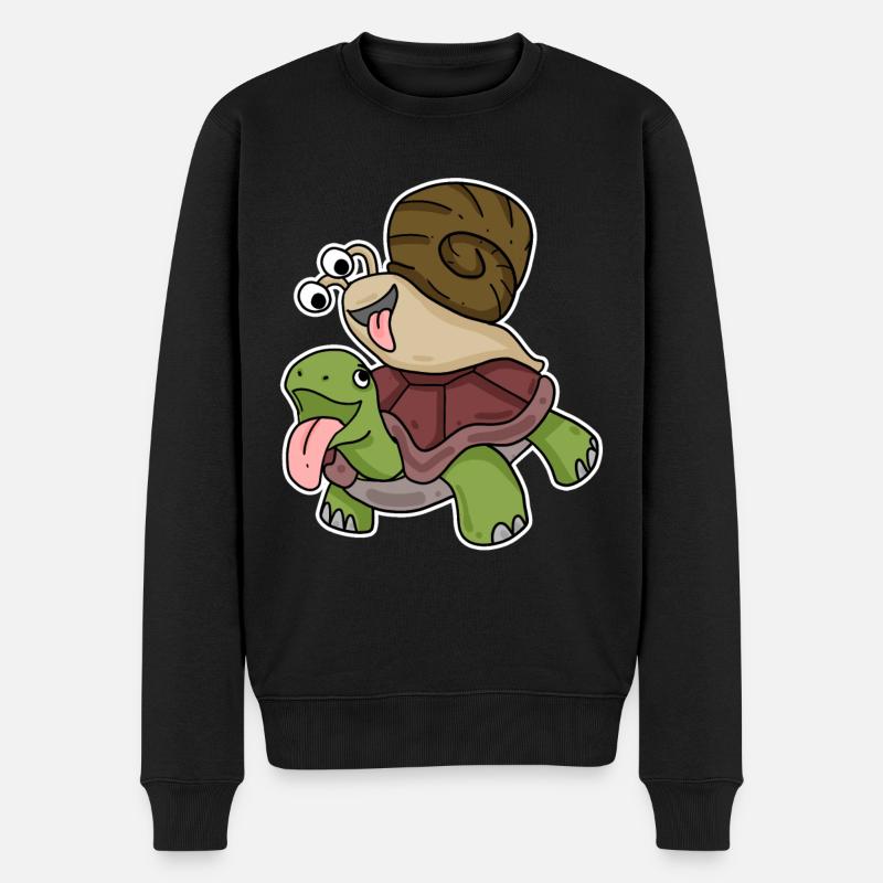 Schildkröte und Schnecke - Männer Premium Bio Pullover - Schwarz