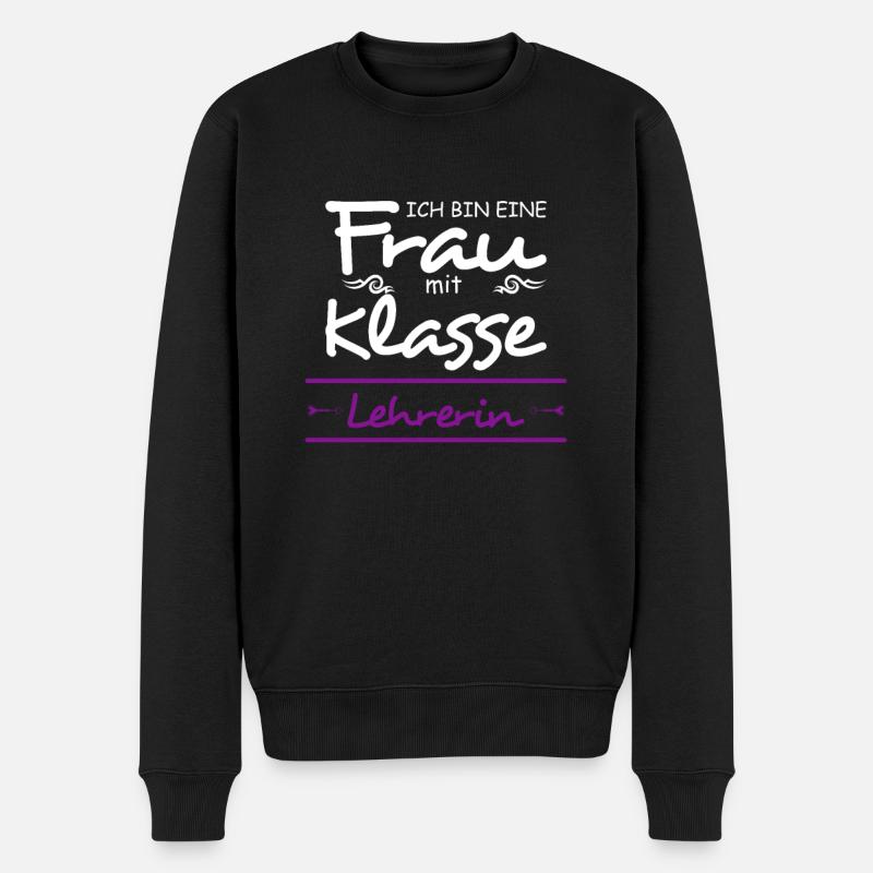 Lehrerein Eine Frau mit Klasse - Männer Premium Bio Pullover - Schwarz