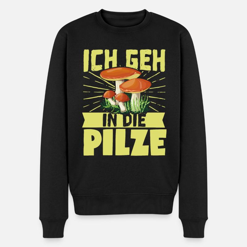 Ich Geh In Die Pilze Geschenkidee - Männer Premium Bio Pullover - Schwarz