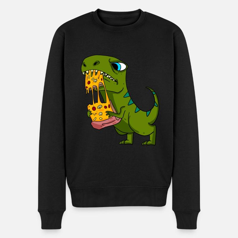 Dino Dinosaurier Pizza Fast Food Essen Geschenk - Männer Premium Bio Pullover - Schwarz