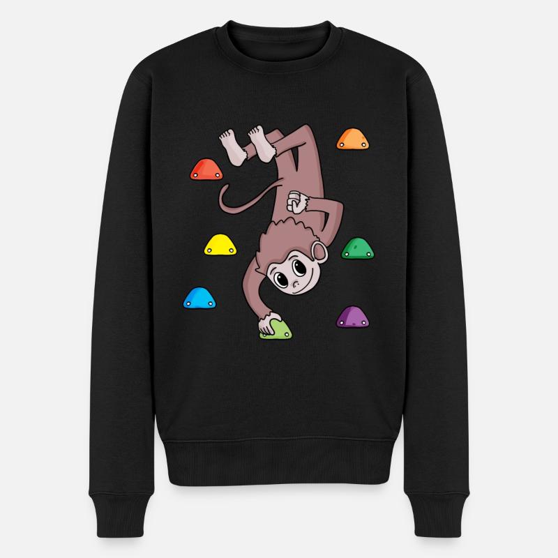 Singe sur le mur d'escalade - escalade - cadeau - Pull Premium bio Homme - noir