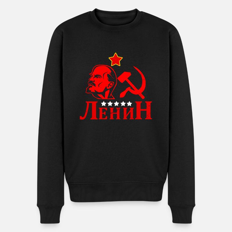 UdSSR Sowjetunion Lenin Russland - Männer Premium Bio Pullover - Schwarz