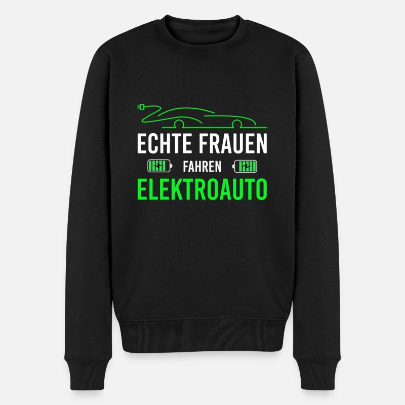 Echte Frauen fahren Elektroauto elektro Auto eauto - Männer Premium Bio Pullover - Schwarz