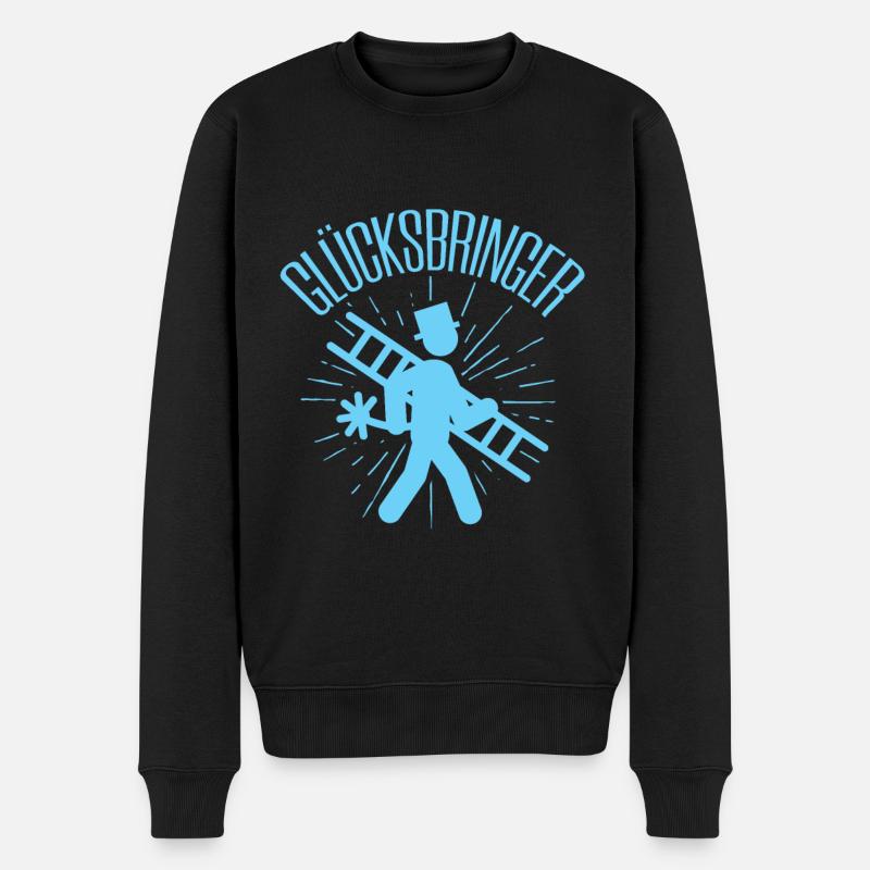 Glücksbringer Schornsteinfeger Kaminfeger Geschenk - Männer Premium Bio Pullover - Schwarz
